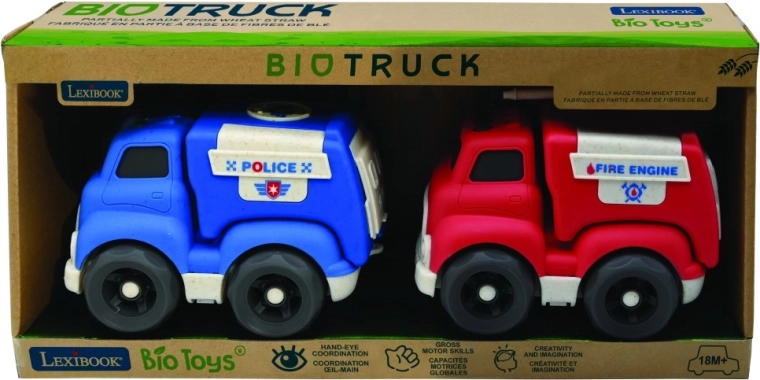 Lexibook set de coche de policía y camión de bomberos de bioplástico 18 cm
