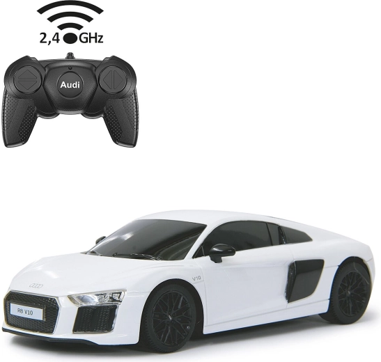 Coche RC Jamara Audi R8 2015 a escala 1:24, blanco, 2,4 GHz