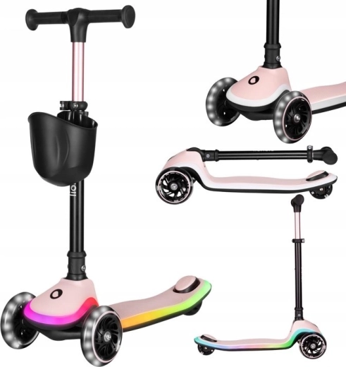 Patinete infantil plegable LIONELO Mey Pink Rose con iluminación LED