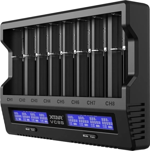 Cargador de baterías XTAR VC8S set con adaptador de alimentación