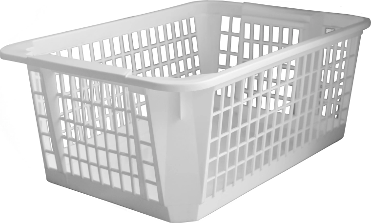 Cesta apilable de plástico 36 × 26 × 14 cm, blanca