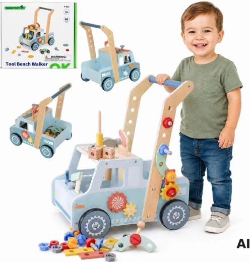 Andador de madera con banco de trabajo TOOKY TOY