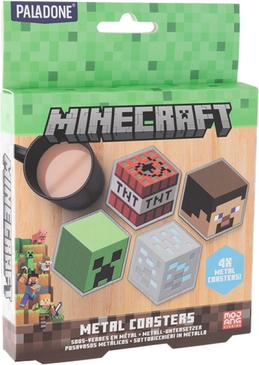 Posavasos metálicos de Minecraft – set de 4 unidades