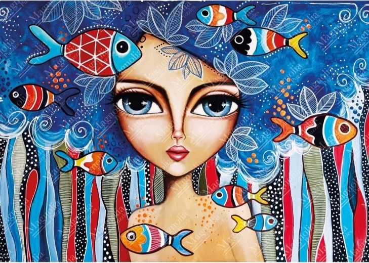 Puzzle niña con peces 1000 piezas