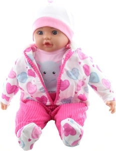 Muñeca bebé niña con elefante 50 cm