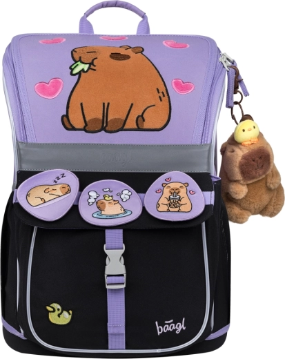 Cartera escolar Baagl Zippy con motivo de capibara