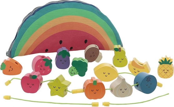 Cuentas de madera para ensartar de frutas y verduras