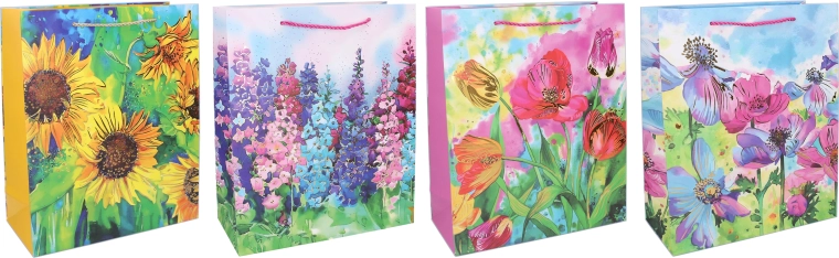 Bolsa de regalo de papel M 26 × 32 × 10 cm – motivos florales