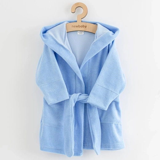 Albornoz infantil de rizo con capucha New Baby, azul 92/98
