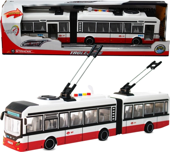 Trolebús urbano articulado 1:16 con volante de inercia y sonidos – rojo