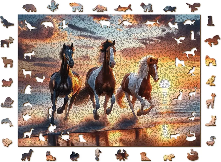Motivo mágico de caballos salvajes
