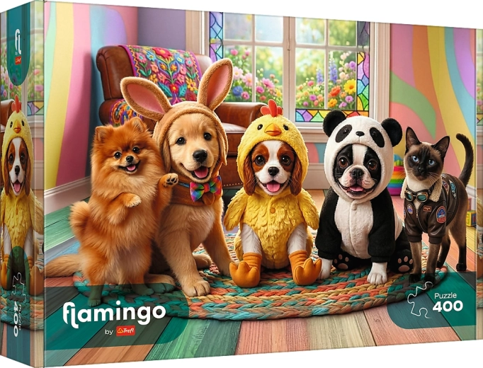Puzzle Trefl Flamingo: disfraces para cachorros 400 piezas