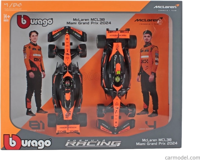 Bburago 1:43 McLaren MCL38 2024 – pack doble Norris y Piastri