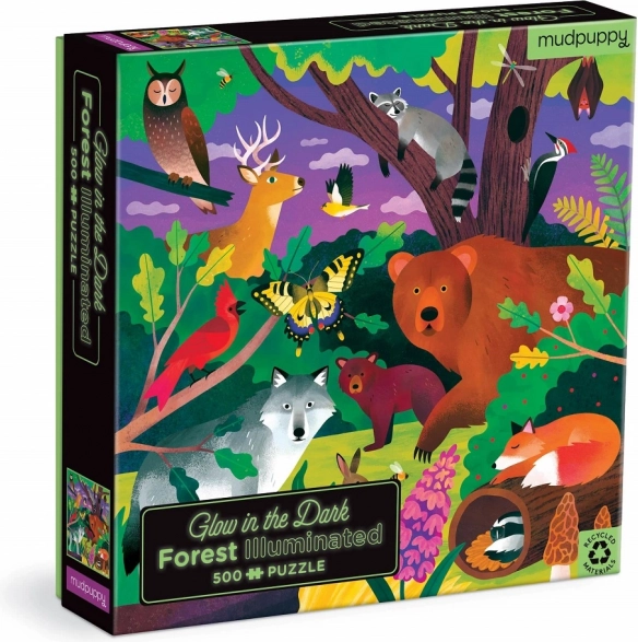 Puzzle Mudpuppy de animales del bosque que brilla en la oscuridad, 500 piezas