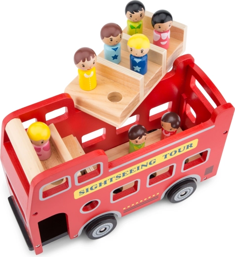 Autobús urbano rojo con figuritas