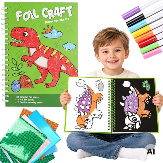 Set creativo WOOPIE con láminas y dibujos para colorear de dinosaurios, 121 piezas