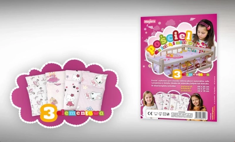 Ropa de cama de 3 piezas para muñecas