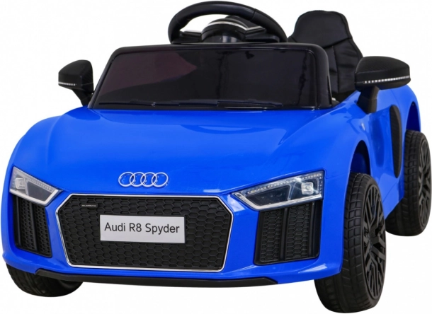 Coche eléctrico AUDI R8 Spyder para niños – azul con mando a distancia, ruedas EVA y MP3