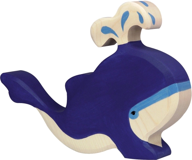 Holztiger ballena azul con surtidor de agua - 1 pieza