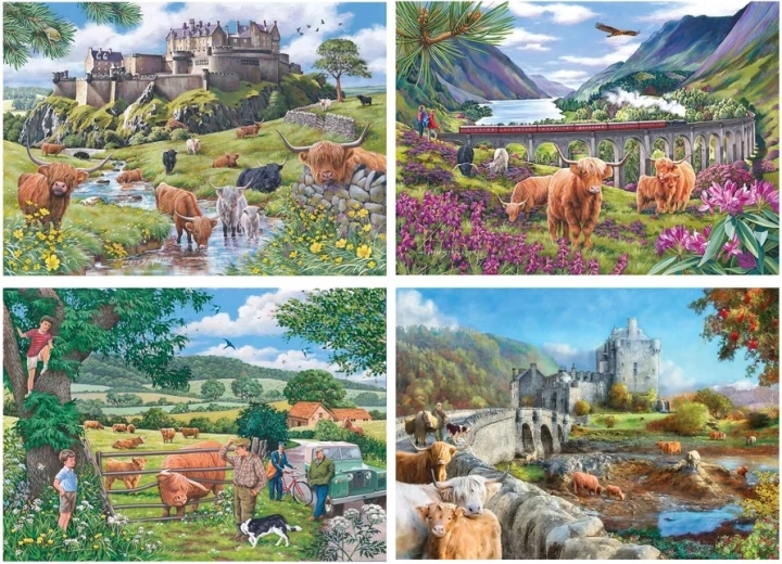 Puzzle Paseos por las Tierras Altas de Escocia 4 × 500 piezas