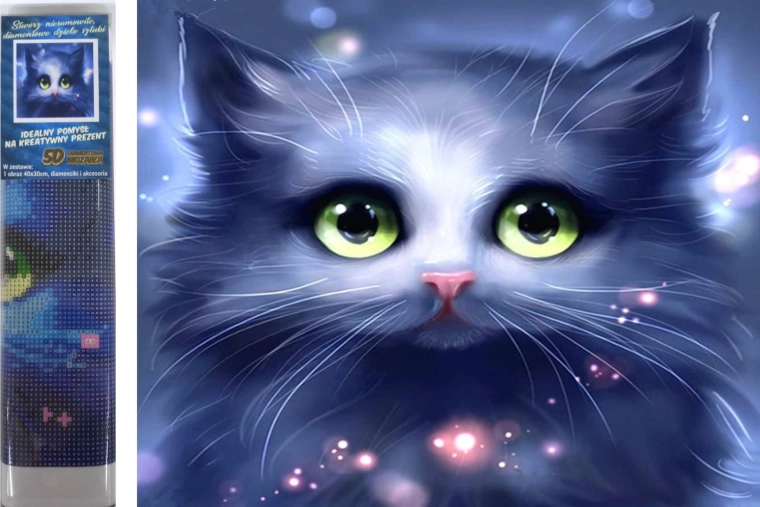 Pintura de diamantes gatito gris 30 × 40 cm