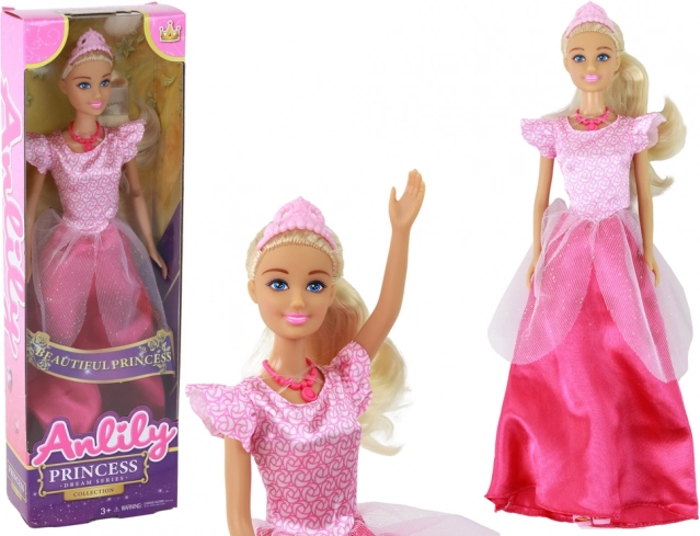 Muñeca Anlily Princesa Rubia con Tiara en Vestido Rosa