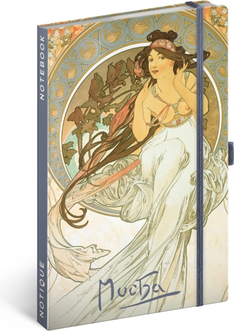 Cuaderno NOTIQUE Alfons Mucha – Música, con líneas, 13 × 21 cm