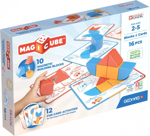 Geomag Magicube Blocks & Cards – juego de construcción magnético de 16 piezas
