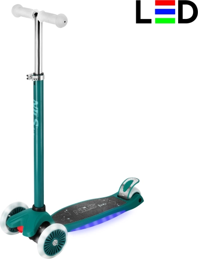 Patinete infantil de tres ruedas con LED NILS Fun HLB1310 – verde