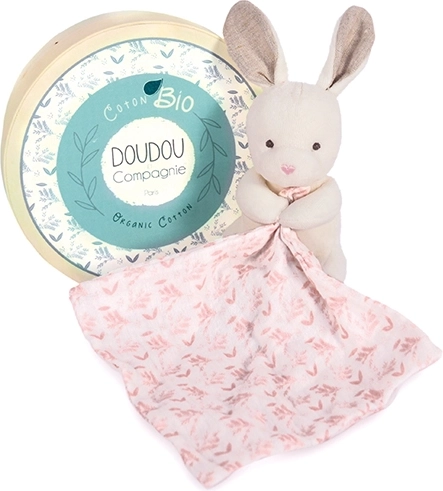 Set de regalo Doudou - Conejito de peluche con mantita rosa de algodón orgánico