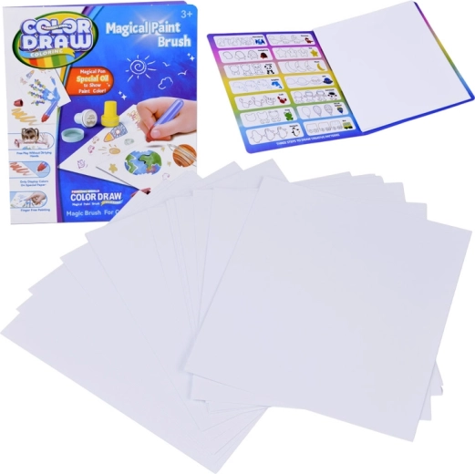 Papel para pintura mágica COLOR DRAW – set de recambio de 18 hojas con pincel LED