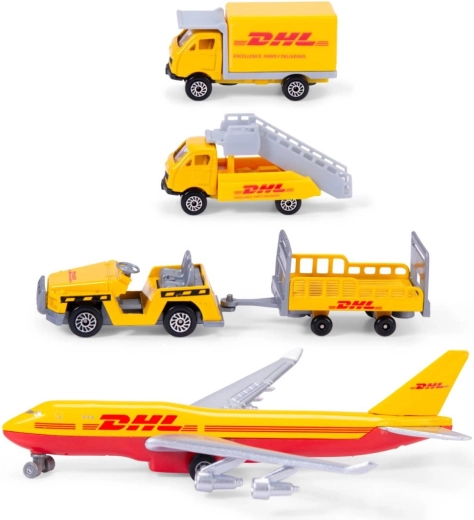 Avión y vehículos aeroportuarios DHL