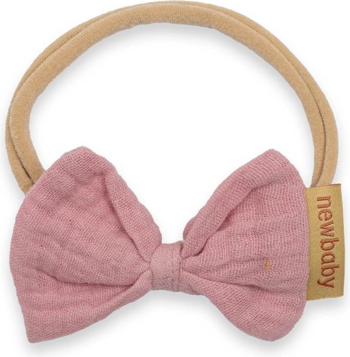 Diadema para lactantes New Baby rosa de muselina