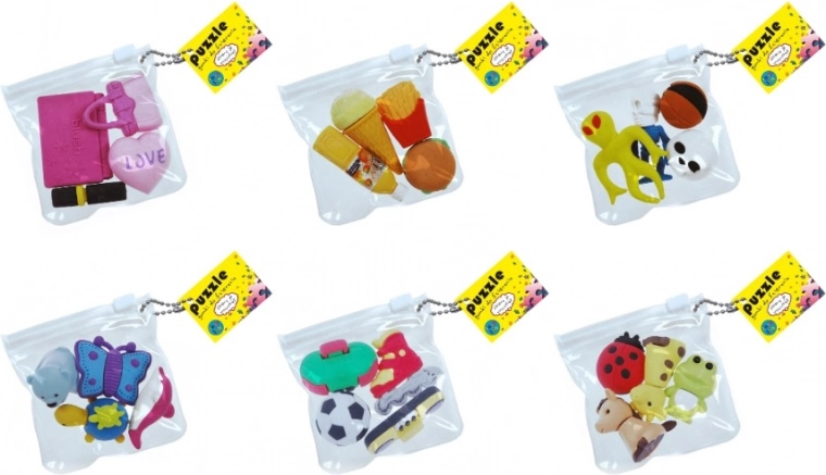 Gomas de borrar tipo puzzle TOYS INN – set de 4 uds.