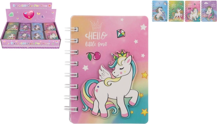 Cuaderno de anillas con motivo de unicornio 9,5 × 12 cm