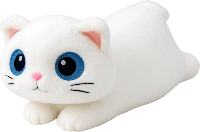 Gato de peluche blanco con ojos grandes 45 cm