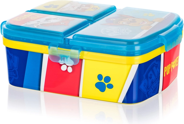 Caja infantil para merienda PAW PATROL, con compartimentos, 17,5 × 13 cm, con clips