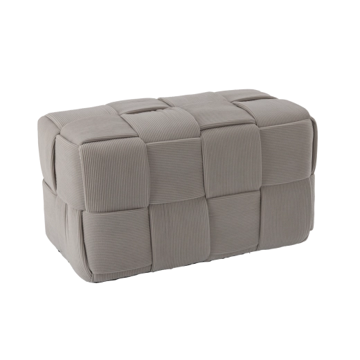 Puf trenzado rectangular gris claro 60 × 32 × 32 cm