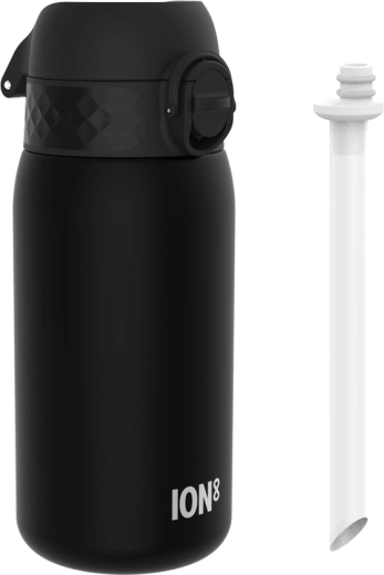 Botella de agua infantil ION8 con pajita sin BPA 350 ml negra - 1 unidad