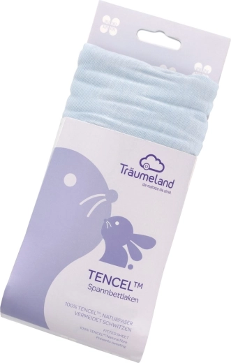 Träumeland sábana bajera ajustable Tencel uni azul claro