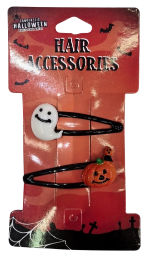 Horquillas para el pelo de Halloween: fantasma y calabaza - 2 uds