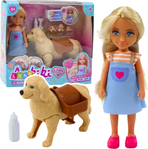 Set Mini Muñeca Ankiki Perro con Cachorros y Hueso