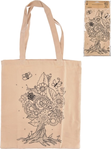 Bolsa de algodón Árbol de la vida beige