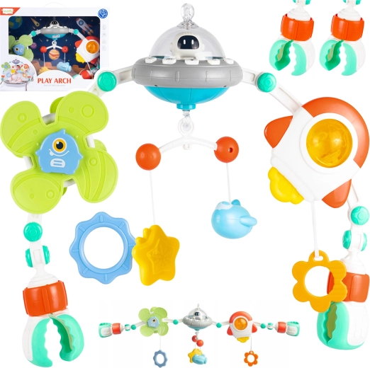 Arco colgante universal para cuna y cochecito Ufo con panel musical