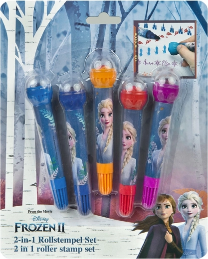 Set de sellos 2 en 1 Frozen – rotuladores creativos con sello de rodillo