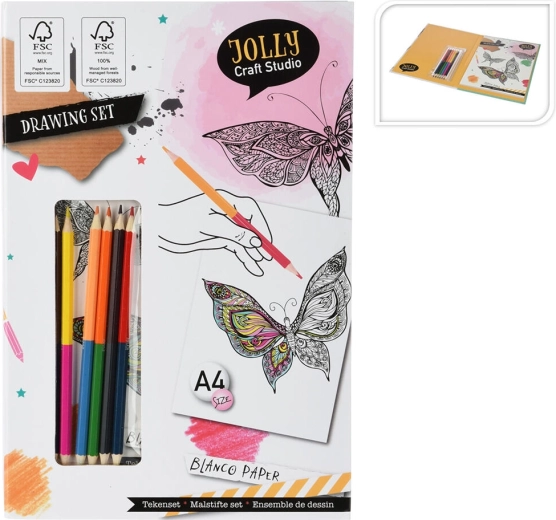 Set de láminas para colorear A4 con lápices de colores de doble punta