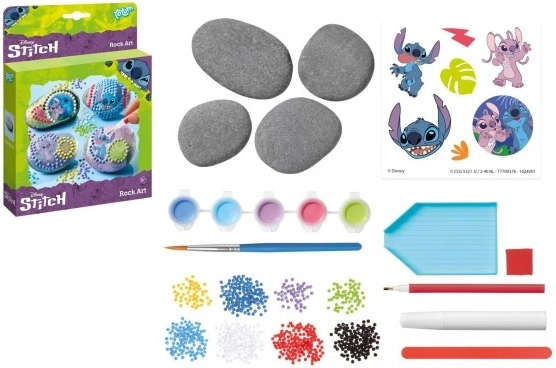 set creativo para pintar y decorar piedras stitch