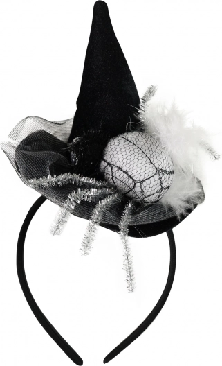 Diadema con mini sombrero y araña
