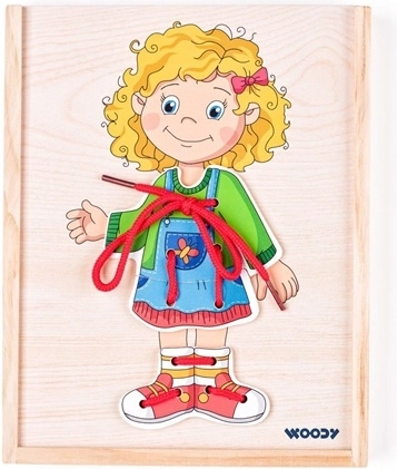Juego de ensartar Woodyland: vestir a la niña