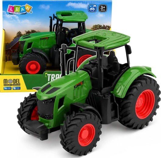 Tractor agrícola 1:24 con ruedas de goma verde
